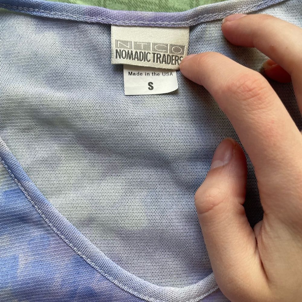 Vintage Y2K Pastel Floral Lettuce Edged Top Small - Picture 3 of 4